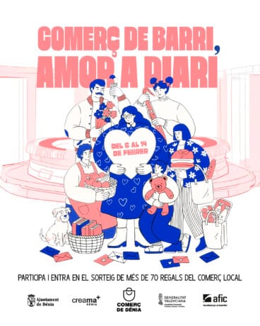 Cartel de la campaña de San Valentín 2026 del comercio local de Dénia