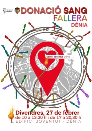 Cartel de la donación de sangre de las Fallas de Dénia