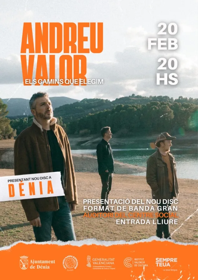 Afbeelding: Poster voor het concert van Andreu Valor in Dénia