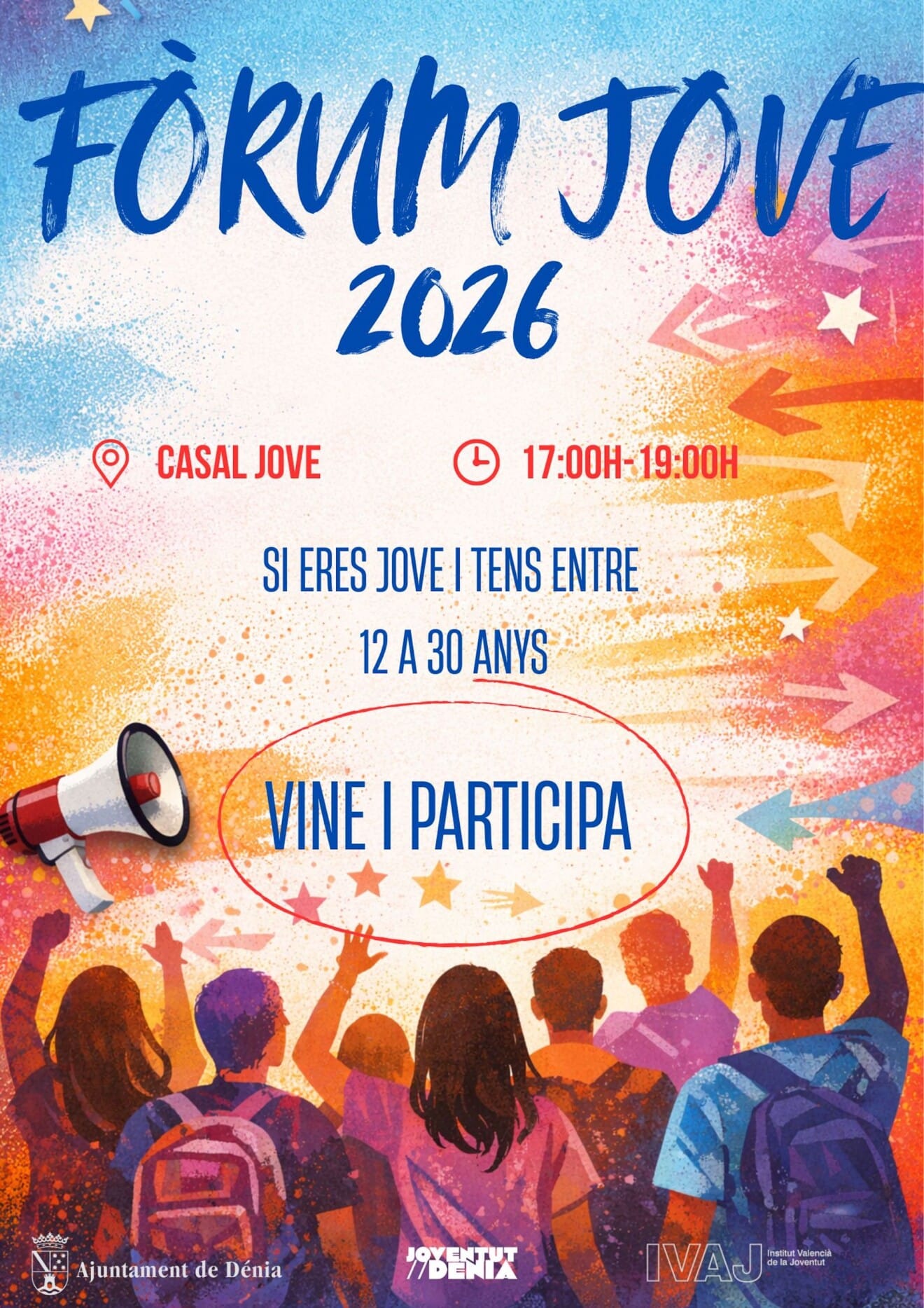 Cartel oficial del Fòrum Jove 2026 organizado por el Ayuntamiento de Dénia
