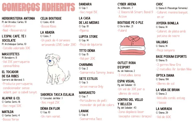 Imagen: Comercios de la campaña de San Valentín 2026 de Dénia