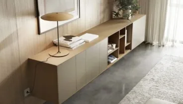 Composición de salón con líneas minimalistas