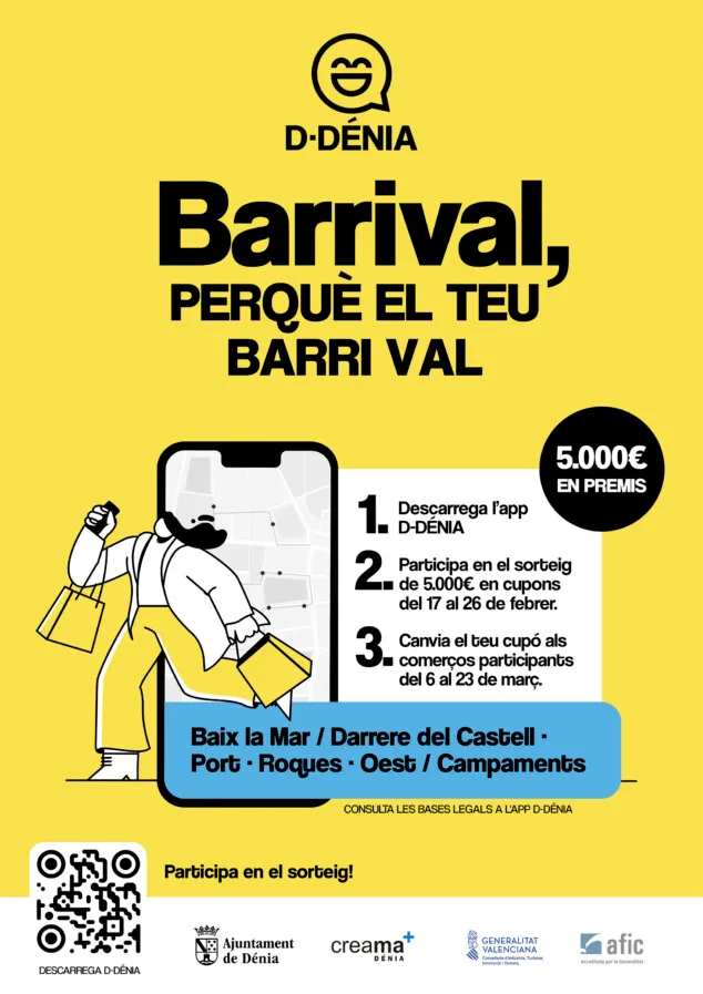 Cierra con éxito la campaña Barrival de Dénia, que dinamiza el comercio local con 6.164 euros de impacto directo 1 Imagen: Cartel de la iniciativa Barrival de Dénia