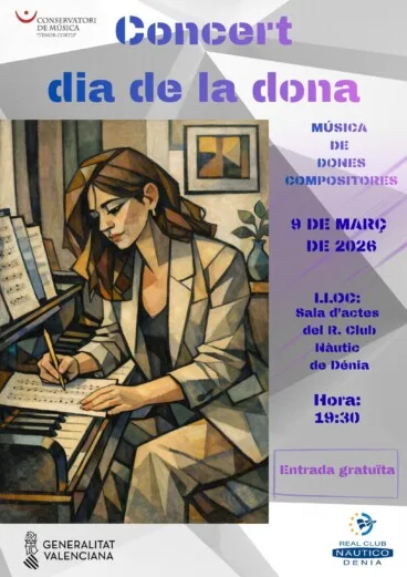 Cartel del concierto «Música de dones compositores» que se celebrará este lunes en el Real Club Náutico de Dénia
