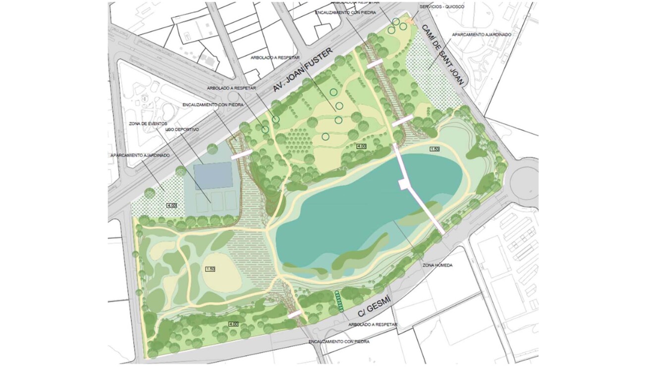 Plano del parque inundable en Alqueries de Dénia