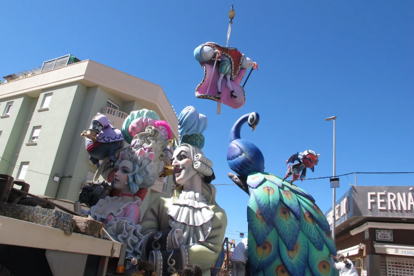 Plantà de las Fallas de Dénia 2026 durante el domingo 26