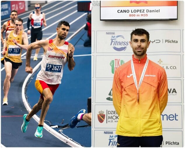 Imatge: Dani Cano López corrent i amb medalla de bronze a l'Europeu Màster de Torun