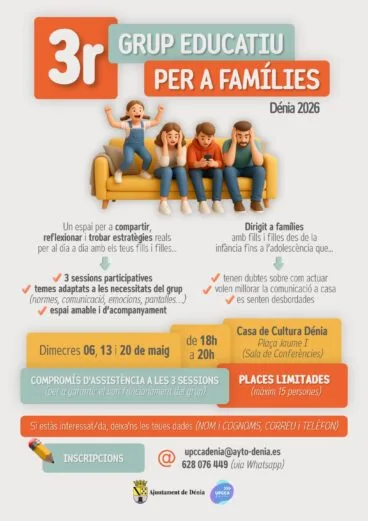 Cartel informativo del 3r Grup Educatiu per a Famílies en Dénia