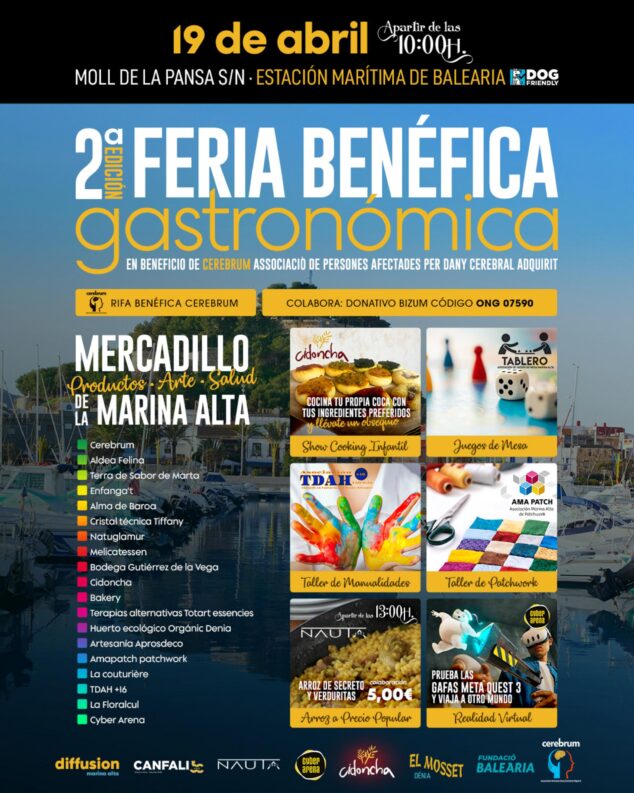 Imagen: Cartel promocional con la programación de la 2ª Feria Benéfica Gastronómica en Dénia.
