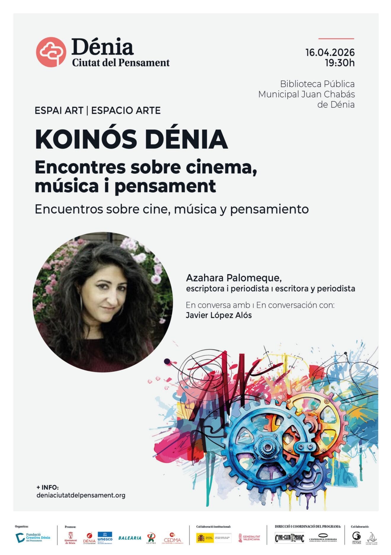 Cartel del encuentro de Koinós Dénia con Azahara Palomeque