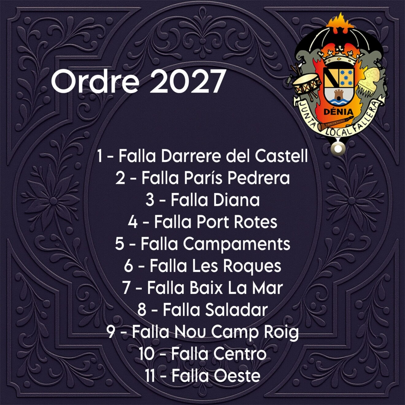 Orden carrozas Dénia 2026