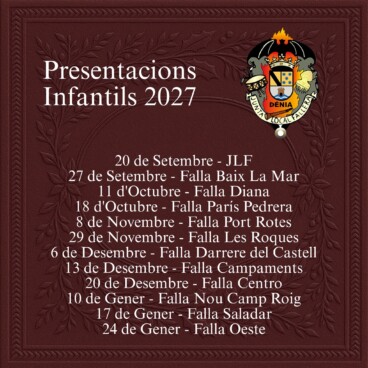 Presentaciones Fallas infantiles Dénia 2026-2027