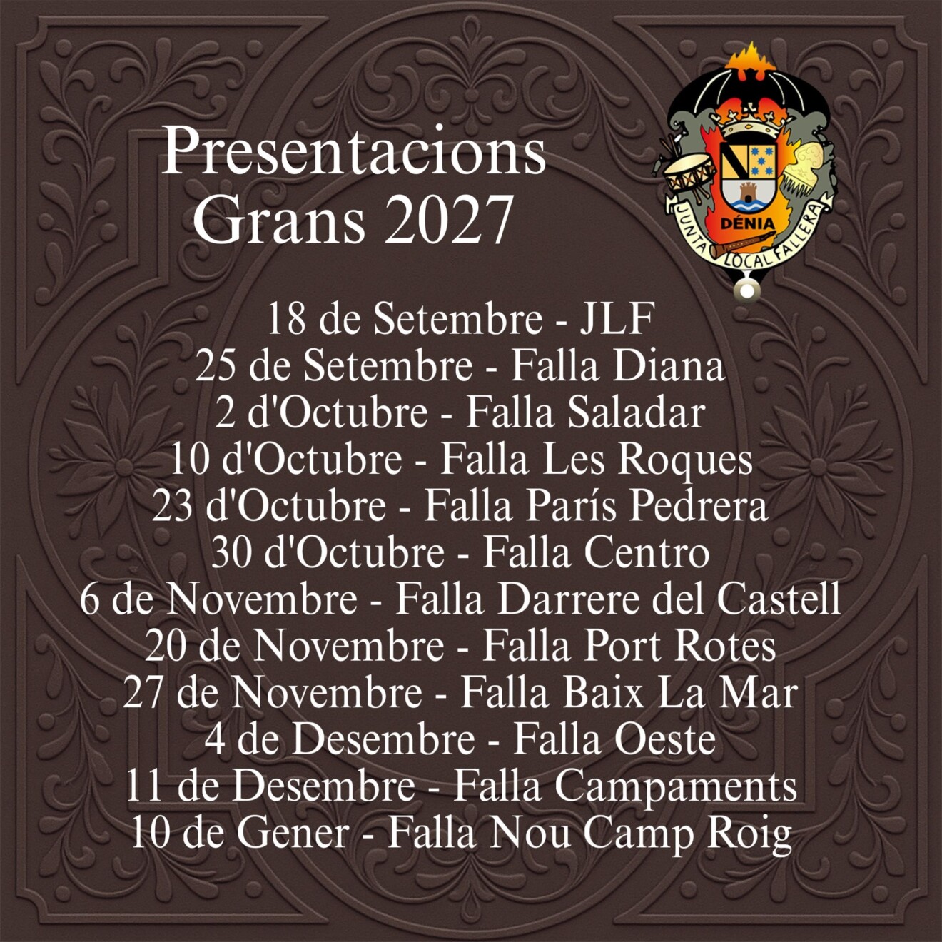 Presentaciones grandes Fallas de Dénia 2026-2027