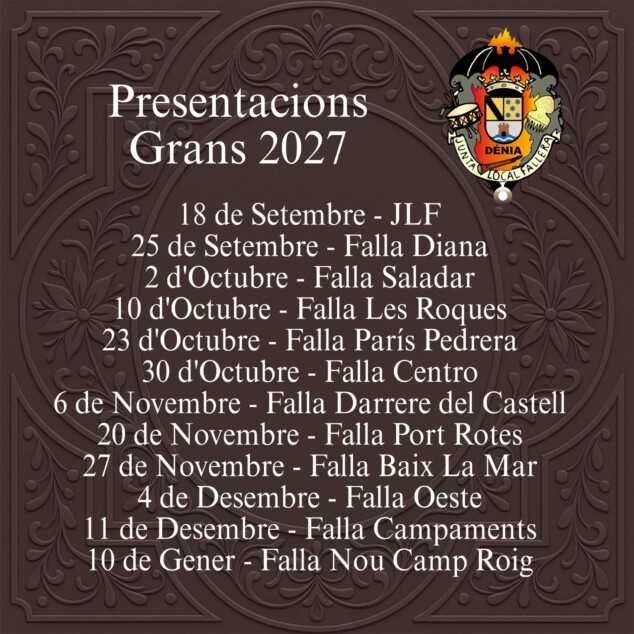 Imagen: Presentaciones grandes Fallas de Dénia 2026-2027