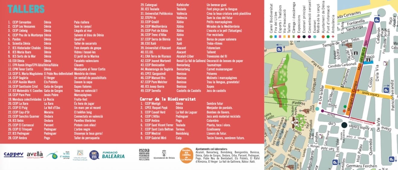 Talleres y ubicación de les Trobades en Dénia