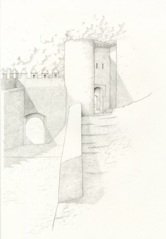 El Castell de Dénia revela nuevos secretos: el descubrimiento de nuevas estructuras serán visitables 5 Imagen: Dibujo de la Porta dels Reis