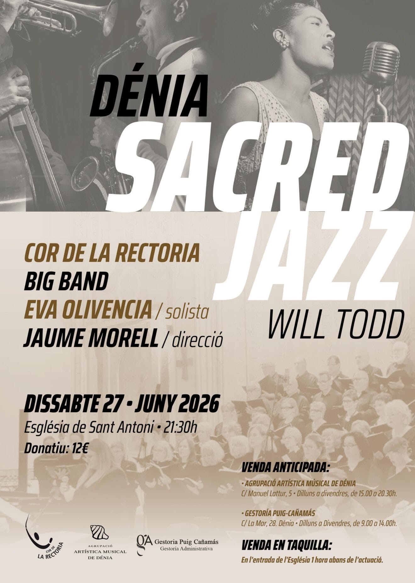 Cartel del concierto "Sacred Jazz" en Dénia