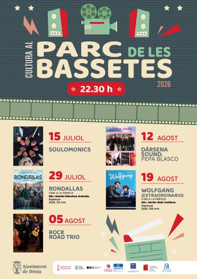 Dénia desvela más de 25 propuestas para su programación cultural de verano 2026 4 Imagen: Cartel de Cultura a les Bassetes 2026