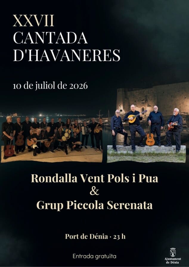 Dénia desvela más de 25 propuestas para su programación cultural de verano 2026 5 Imagen: Cartel de la Cantada d'Havaneres 2026