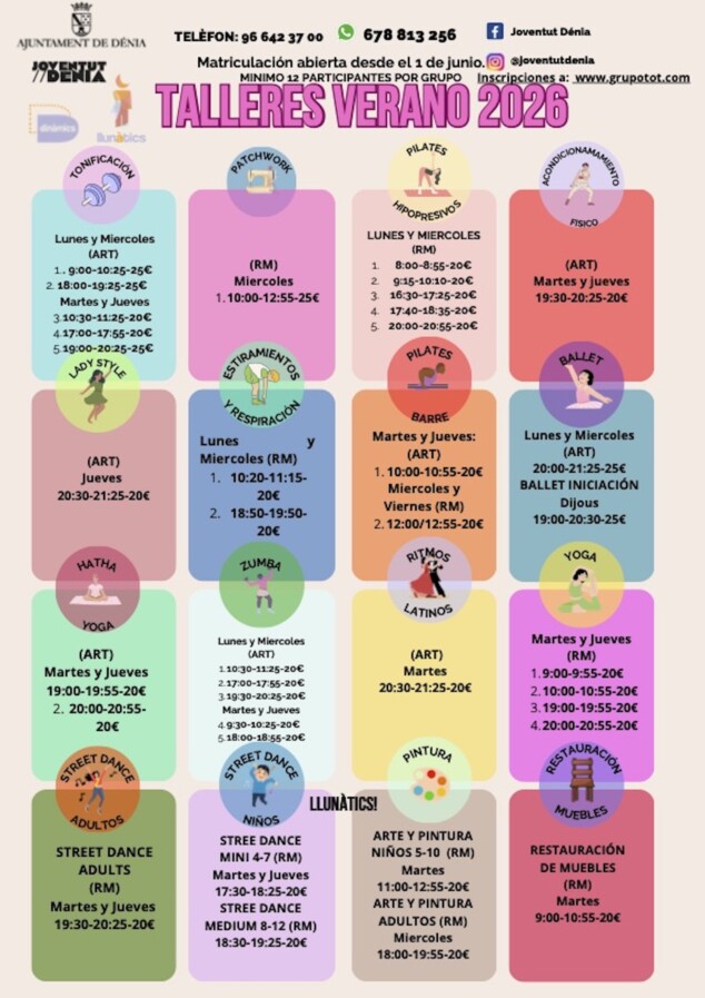 Imagen: Cartel de los Talleres de Verano 2026 de Dénia