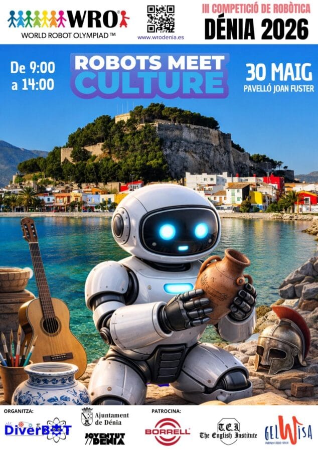 Imagen: Cartel de la III WRO Dénia 2026 Robots Meet Culture