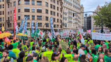 docentes de la marina alta en la manifestacion en valencia el 5o dia de huelga indefinida en la comunitat valenciana