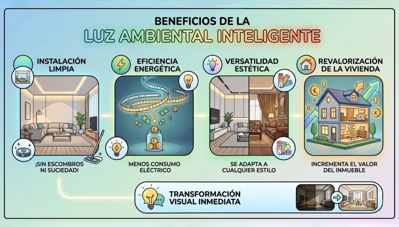 Beneficios de la luz ambiental inteligente