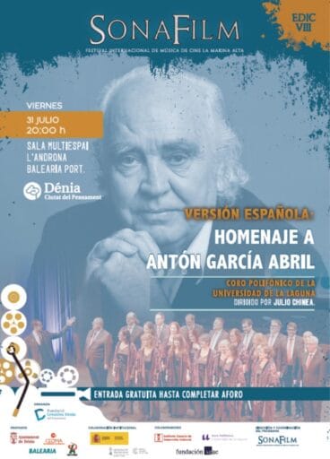 Cartel del concierto homenaje a Antón García Abril en SonaFilm Dénia