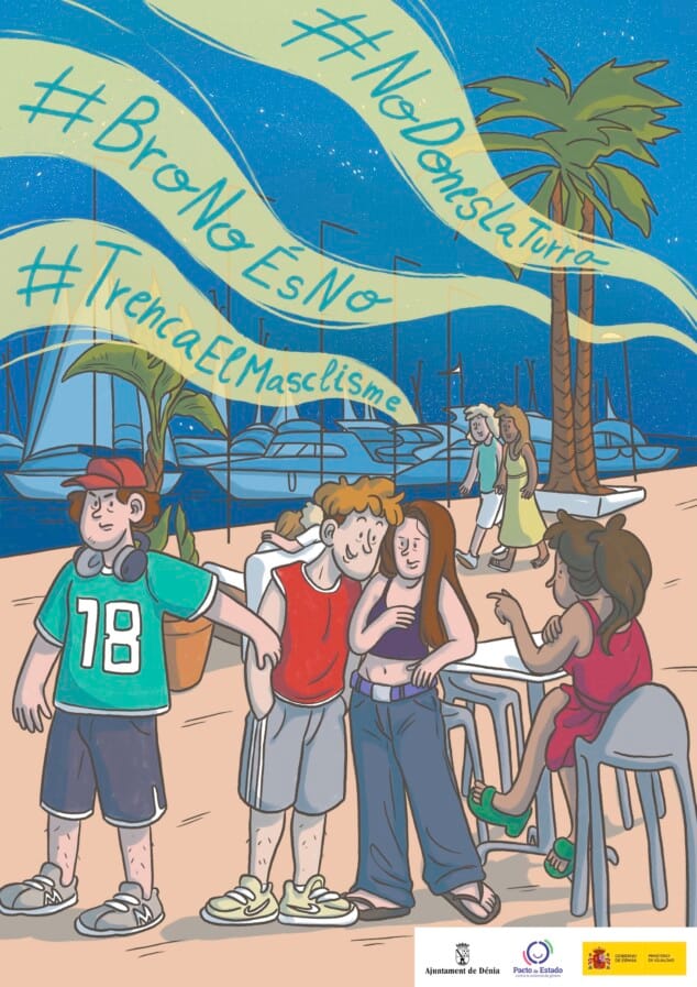 «Bro, no es no»: Dénia fomenta un verano sin acoso con su nueva campaña de igualdad dirigida a jóvenes 1 Imagen: Cartelería de la campaña «Más respeto, más verano»