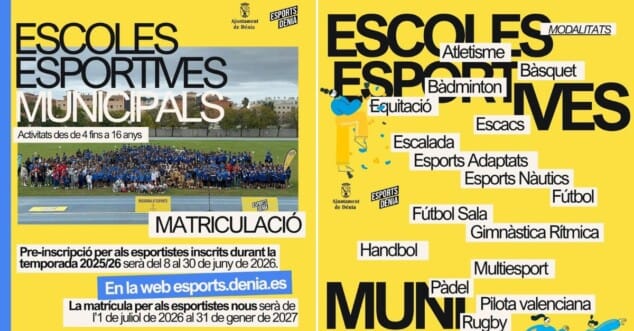 denia lanza la inscripcion para sus programas deportivos municipales de la temporada 2026 2027
