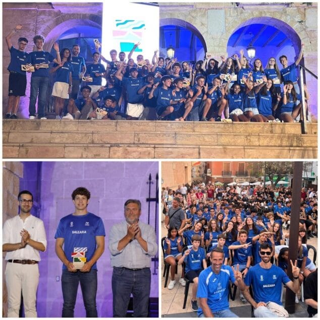 Imagen: Collage de fotos de la Gala del Deporte de Dénia con Saúl Delgado recogiendo su premio y el equipo C.A. Baleària Diànium.