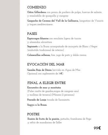 Peix & Brases Menú Origen por 99€