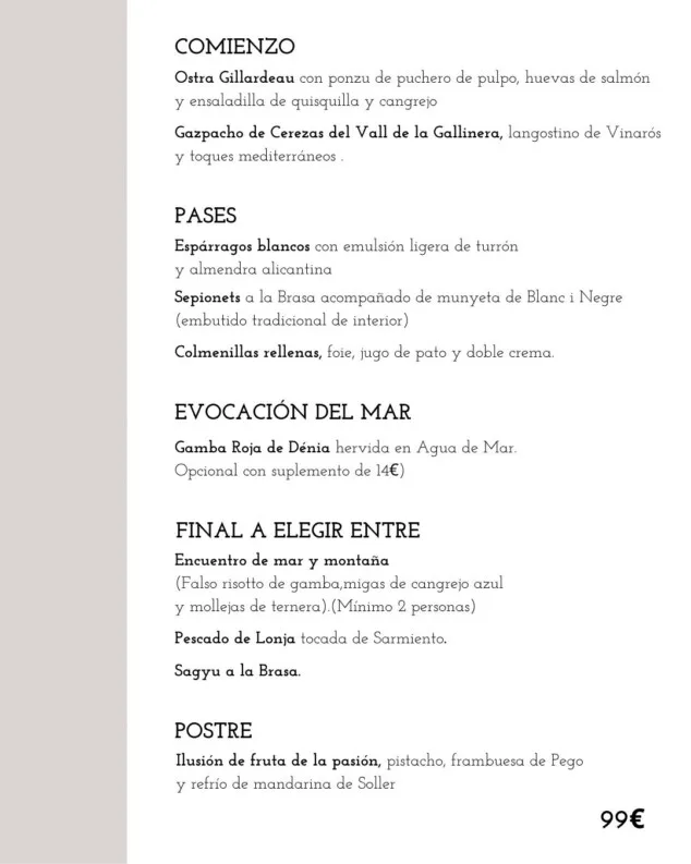 Dos menús, una estrella Michelin y un viaje al corazón del Mediterráneo 9 peix brases menu origen por 99e