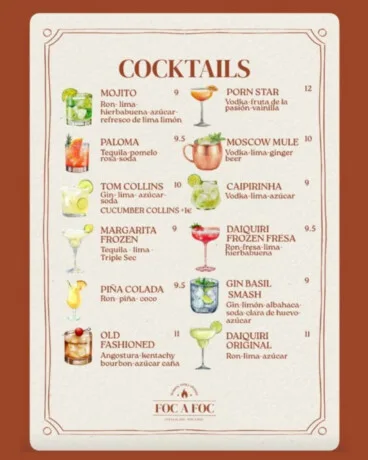Carta de cócteles