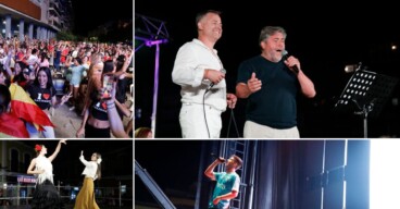 El carrer La Via vibra con el fútbol en plenas fiestas y Rafa Carrió canta Havaneres