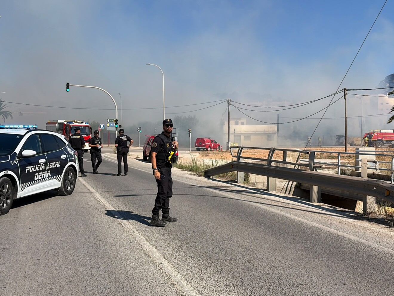 Policía Local de Dénia acordonando el lugar