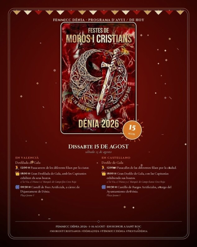 ¿Qué pasó con el castillo de fuegos artificiales de los Moros y Cristianos de Dénia? 2 Imagen: Agenda oficial del 15 de agosto
