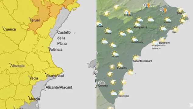 avisos i prediccio del temps de l'aemet el dissabte 15 agost 2026 a la comunitat valenciana