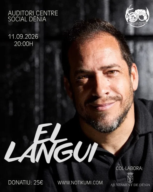 El Langui aterriza en Dénia con un monólogo de humor y superación personal 1 Imagen: Cartel de la actuación de El Langui en Dénia