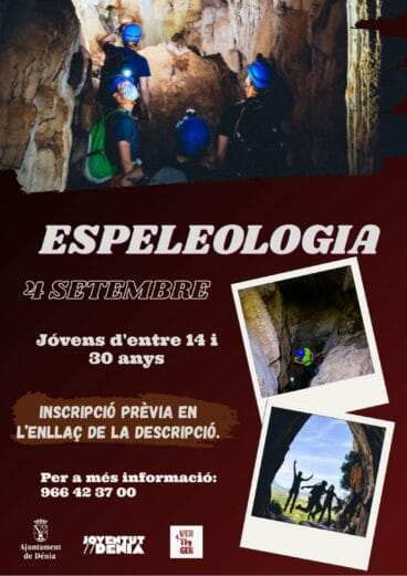 Cartel promocional de la actividad de espeleología de Juventud Dénia