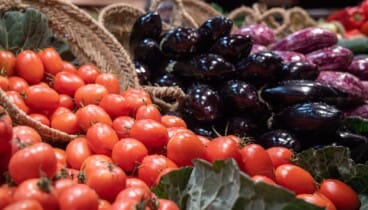 Fruta fresca y tomates de huerta