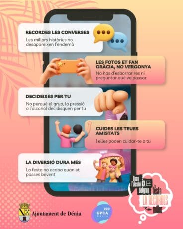 Infografía de la campaña de prevención de alcohol en jóvenes de Dénia