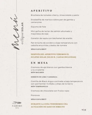 Menú eclipse en Sabors Món