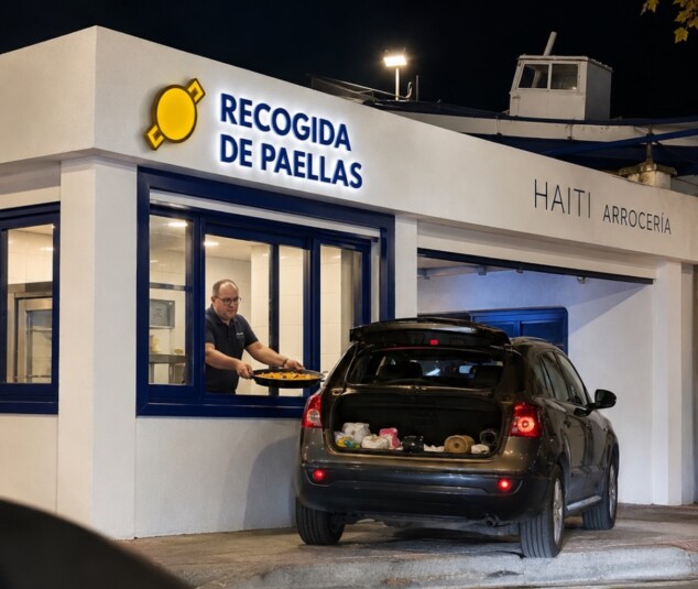 «Paellauto»: la genial e irónica respuesta del restaurante de Dénia tras amanecer con un coche empotrado en su terraza 1 Imagen: Montaje compartido por el restaurante en sus redes sociales