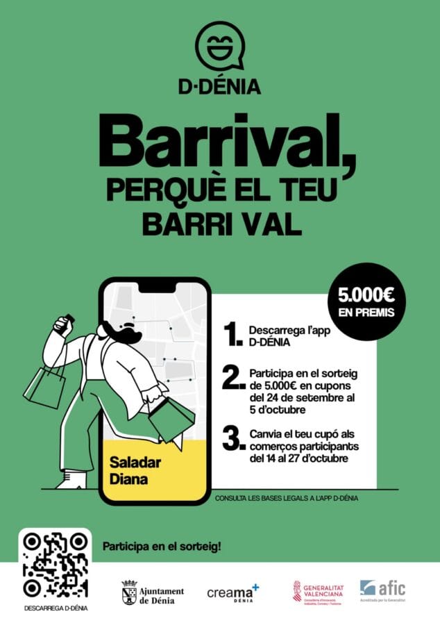 Los barrios de Saladar y Diana en Dénia acogen una nueva edición de la campaña «Barrival» 3 Imagen: Cartel de la campaña Barrival de Dénia con información sobre los 5.000€ en premios y cómo participar.