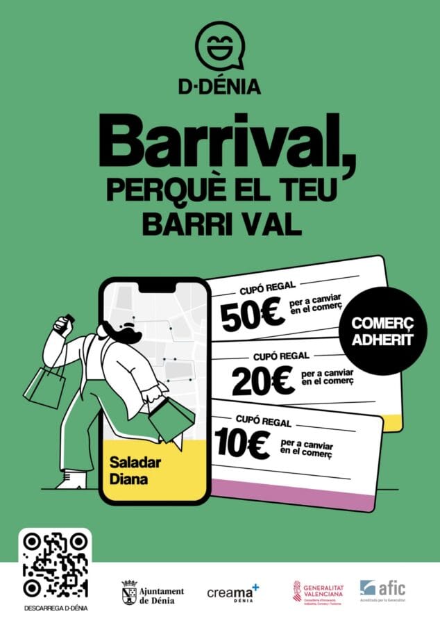 Los barrios de Saladar y Diana en Dénia acogen una nueva edición de la campaña «Barrival» 1 Imagen: Cartel de la campaña de comercio local Barrival Saladar-Diana en Dénia.