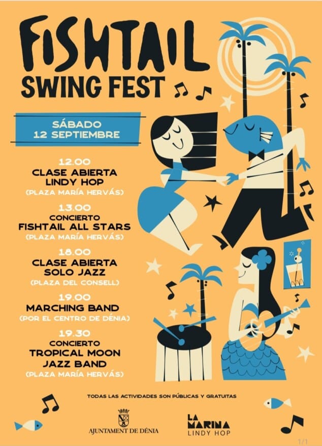 Dénia estará fervilhando com o Fishtail Swing Fest e o Al Dani Festival neste fim de semana. Imagem: Pôster FishTail
