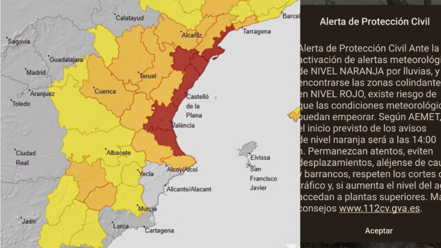 avisos activos en la comunitat valenciana el jueves 1 de octubre y es alert