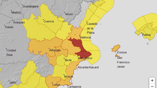 avisos de la aemet activados en la comunitat valenciana el domigno 18 de octubre 2026