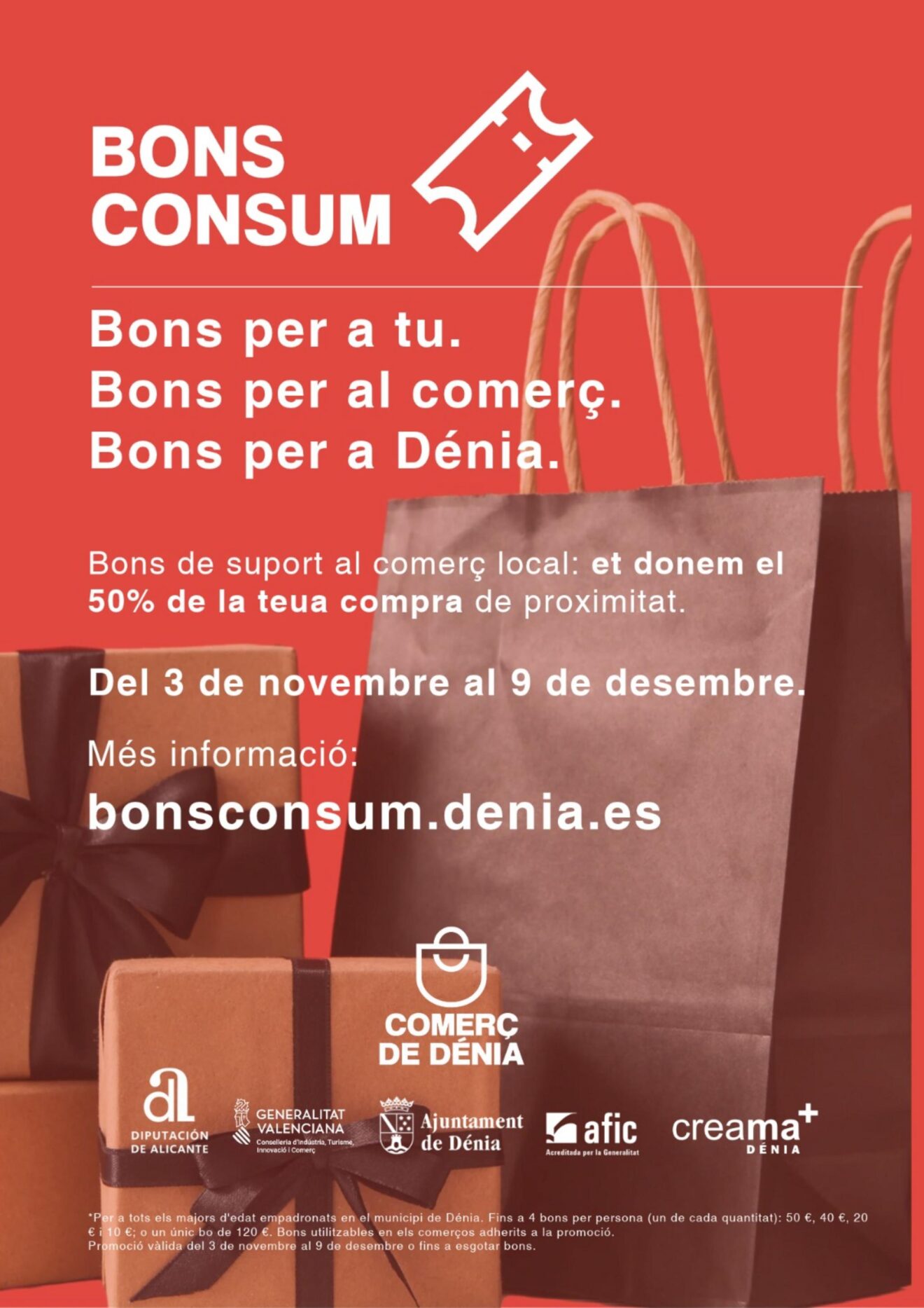 Cartel promocional de la campaña Bonos Consumo Dénia 2026